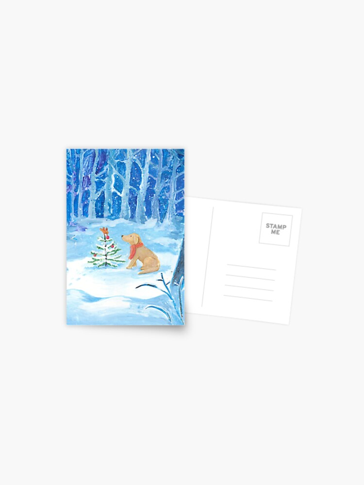 honden kerstkaartje, getekende hond, honden illustratie, kersthond, sneeuw hond, www.DOGvision.be