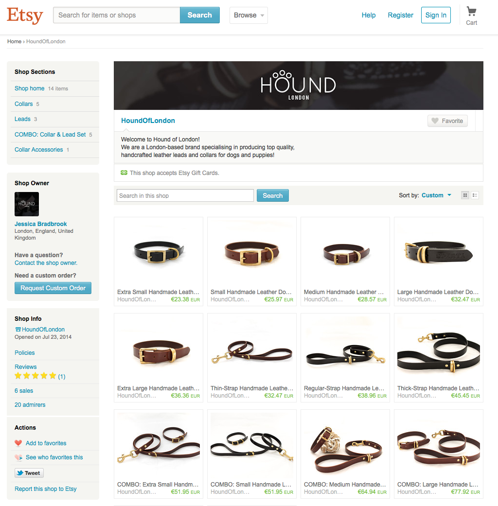 Etsy | Hound of London | dog collars