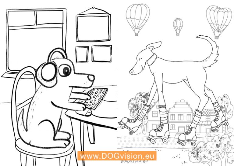 DOGvision.eu gratis kleurplaten met honden